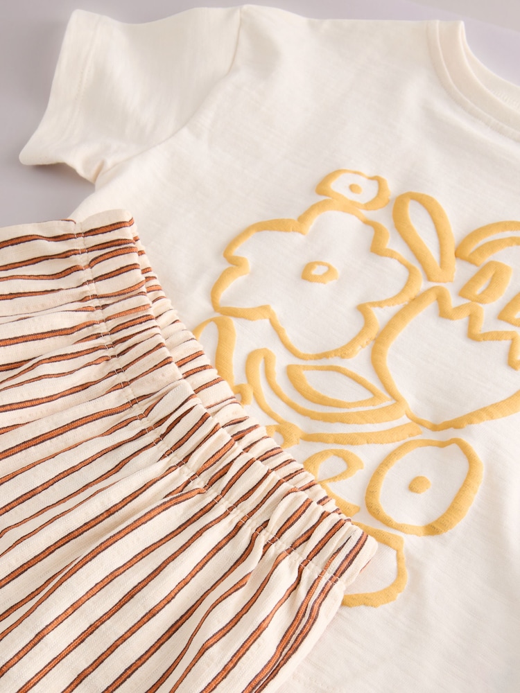 CREAM T-SHIRT WITH BIRDS PATTERN IN COTTON, BABY CREAM T-SHIRT WITH BIRDS PATTERN IN COTTON, BABY