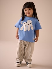 Blue Cat Character Short Sleeve 100% Cotton T-Shirt and Wide Trousers Set (3mths-7yrs) - Image 1 of 4