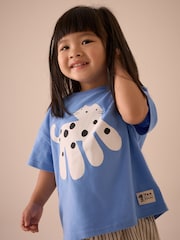 Blue Cat Character Short Sleeve 100% Cotton T-Shirt and Wide Trousers Set (3mths-7yrs) - Image 2 of 4