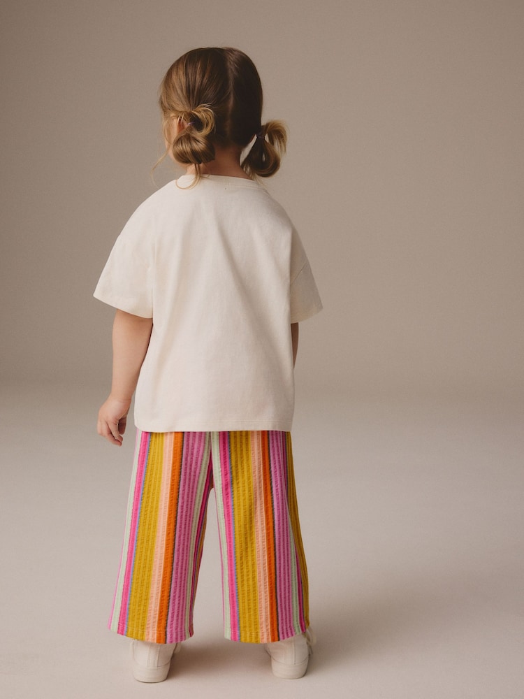 Rainbow Bunny Short Sleeve 100% Cotton T-Shirt and Wide Trousers Set (3mths-7yrs) - Image 2 of 4
