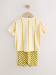 Cream Padded Flower Short Sleeve T-Shirt and Cycle Shorts Set (3mths-7yrs) - Image 7 of 9