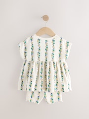 Cream Flowers Short Sleeve Peplum Top and Cycle Shorts Set (3mths-7yrs) - Image 5 of 7