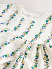 Cream Flowers Short Sleeve Peplum Top and Cycle Shorts Set (3mths-7yrs) - Image 7 of 7