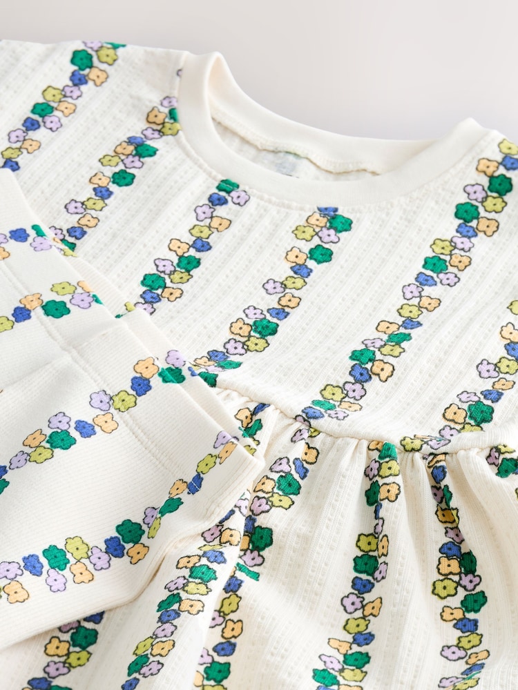 Cream Flowers Short Sleeve Peplum Top and Cycle Shorts Set (3mths-7yrs) - Image 7 of 7