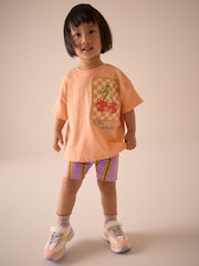 Coral Pink Cherry Short Sleeve T-Shirt and Cycle Shorts Set (3mths-7yrs) - Image 2 of 7