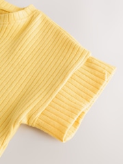 Yellow Short Sleeve Ribbed Top and Shorts Set (3mths-7yrs) - Image 8 of 9