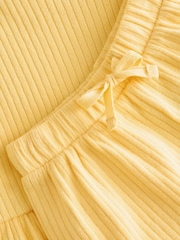 Yellow Short Sleeve Ribbed Top and Shorts Set (3mths-7yrs) - Image 9 of 9