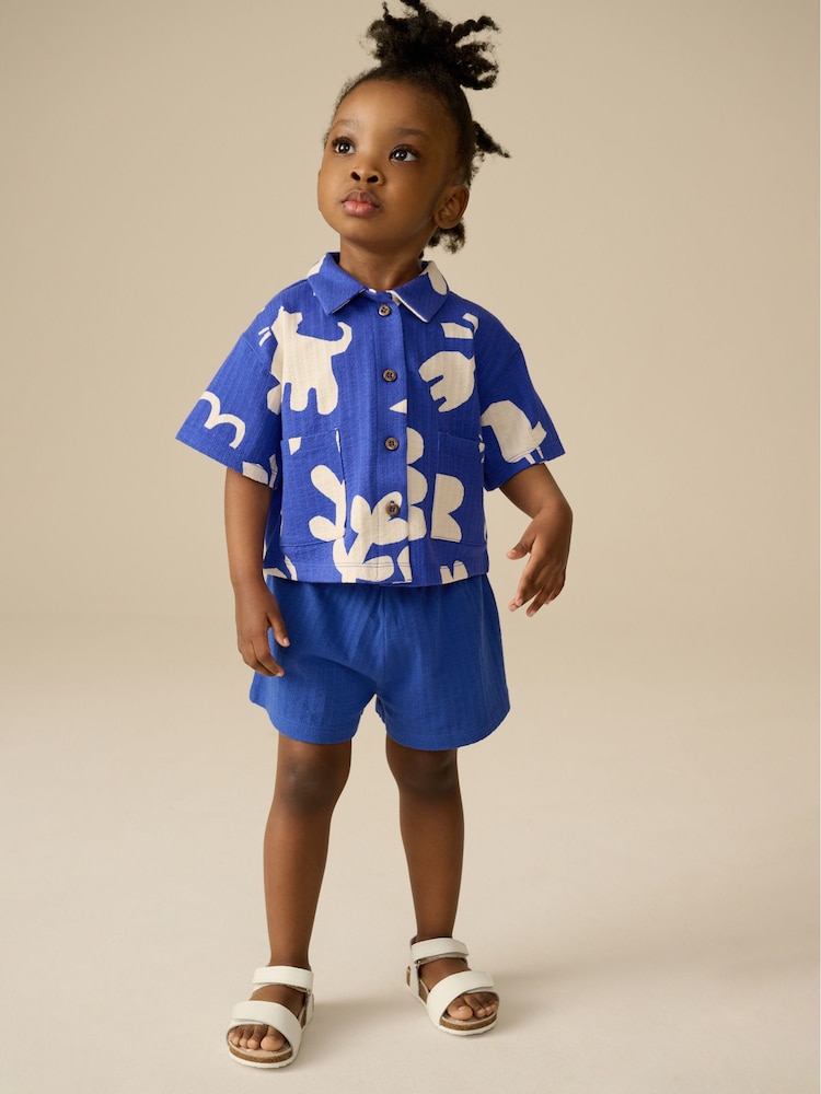 Blue Character 100% Cotton Short Sleve Shirt and Shorts Set (3mths-7yrs) - Image 1 of 1