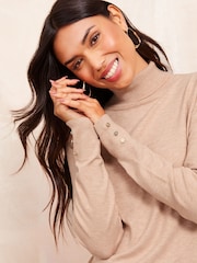 Friends Like These Stone Roll Neck Jumper - Image 3 of 4