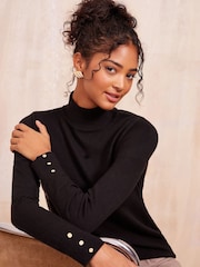 Friends Like These Black Roll Neck Jumper - Image 1 of 4