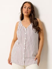Yours Curve Purple Stripe Button Vest Top - Image 1 of 5