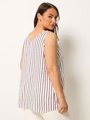 Yours Curve Purple Stripe Button Vest Top - Image 3 of 5