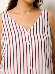 Yours Curve Purple Stripe Button Vest Top - Image 4 of 5