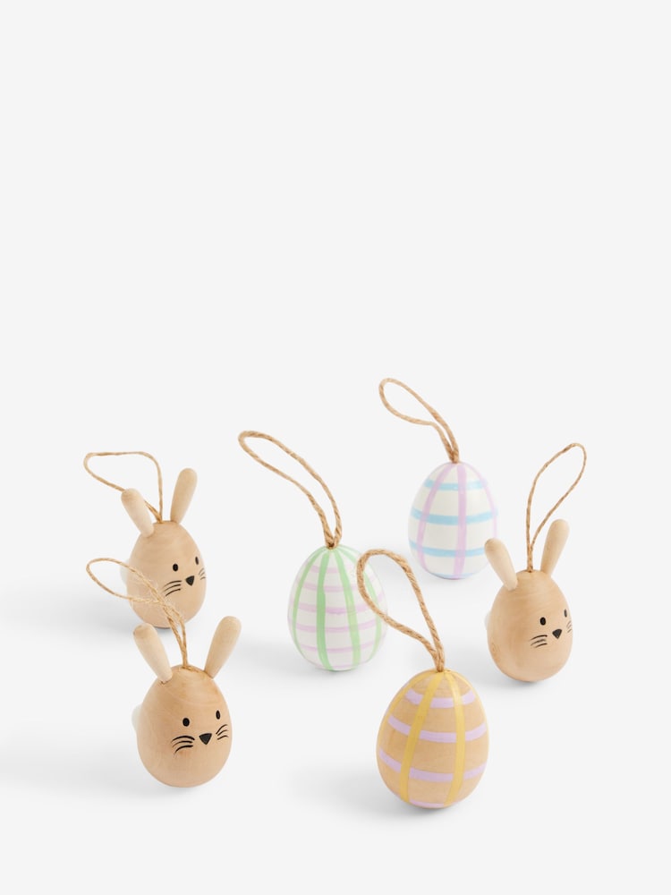 Set of 6 Multi Easter Egg And Bunny Hanging Decorations - Image 3 of 4