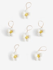 Set of 6 White Felt Flower Hanging Decorations - Image 3 of 3