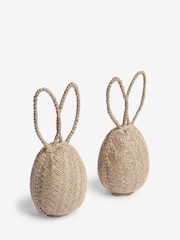 Set of 2 Natural Woven Easter Egg Ornaments with Rabbit Ears - Image 4 of 6