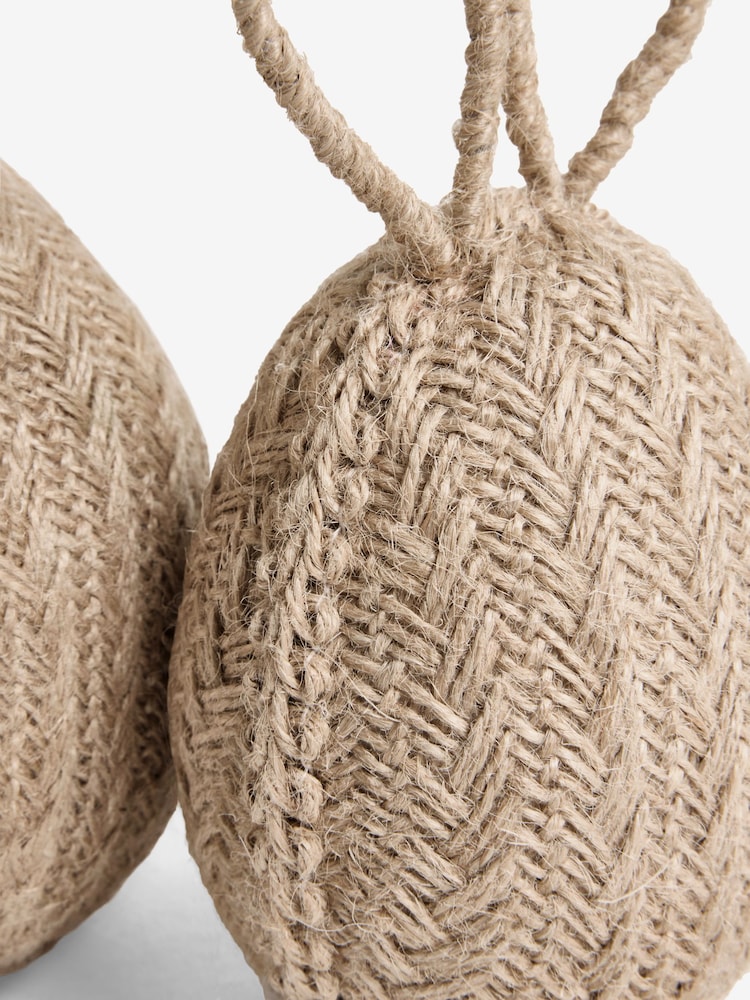 Set of 2 Natural Woven Easter Egg Ornaments with Rabbit Ears - Image 6 of 6