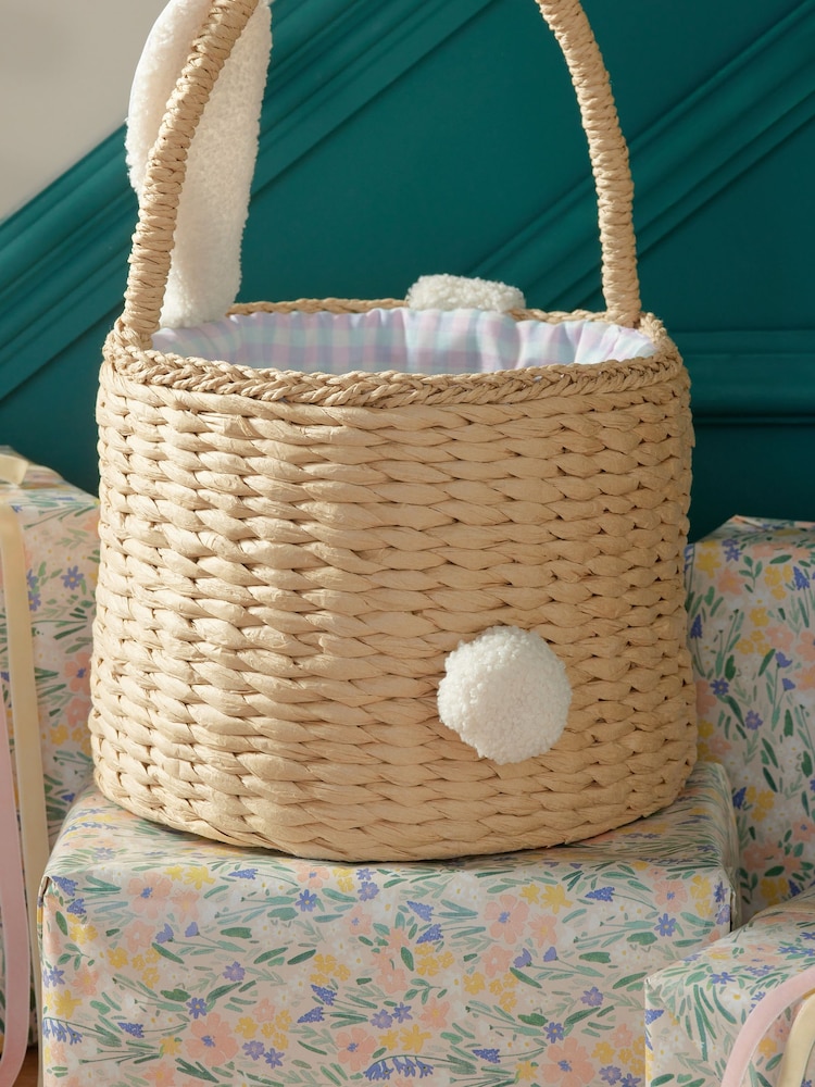 Natural Easter Rabbit Woven Basket - Image 2 of 4