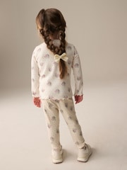 Cream Ditsy Floral Rib Leggings (3mths-7yrs) - Image 3 of 6