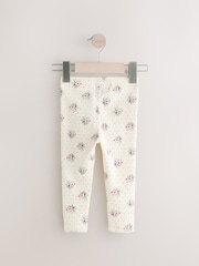 Cream Ditsy Floral Rib Leggings (3mths-7yrs) - Image 5 of 6