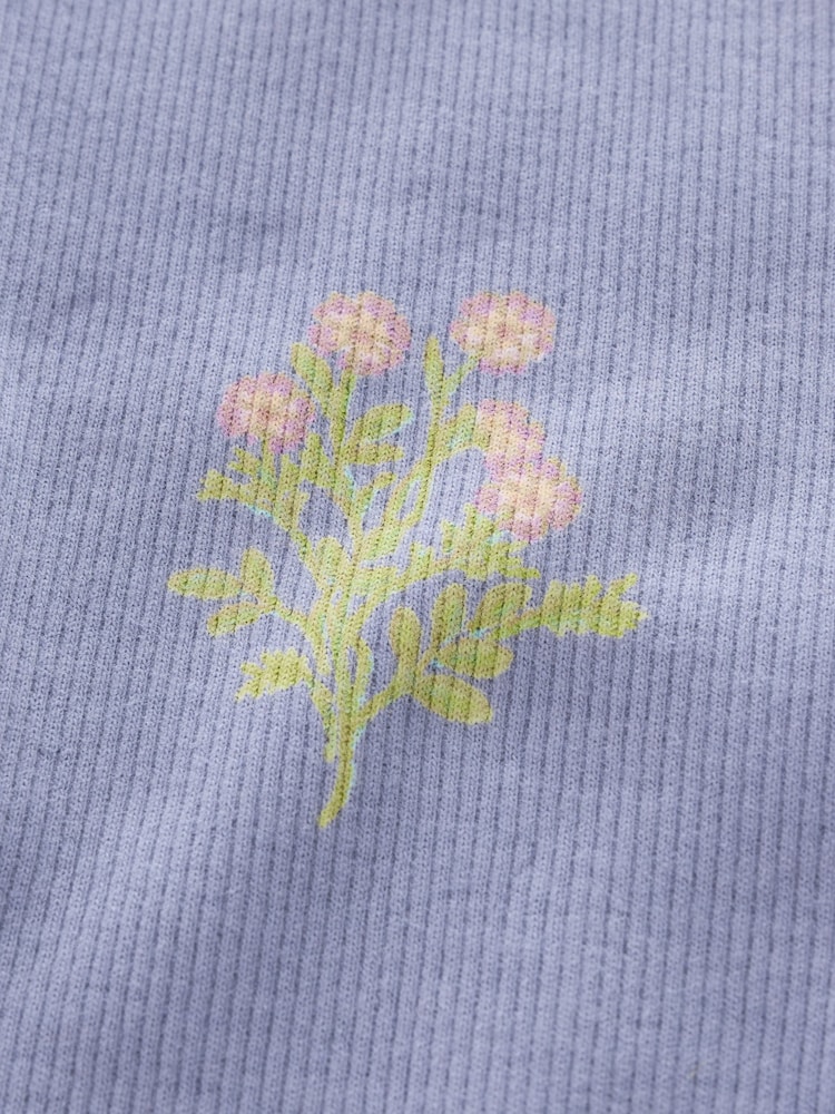 Navy Blue Floral Rib Leggings (3mths-7yrs) - Image 7 of 7