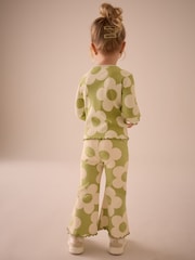 Green Flower Girls Ribbed Flare Leggings (3mths-7yrs) - Image 3 of 7