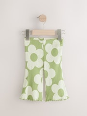 Green Flower Girls Ribbed Flare Leggings (3mths-7yrs) - Image 4 of 7