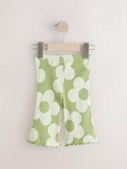 Green Flower Girls Ribbed Flare Leggings (3mths-7yrs) - Image 5 of 7