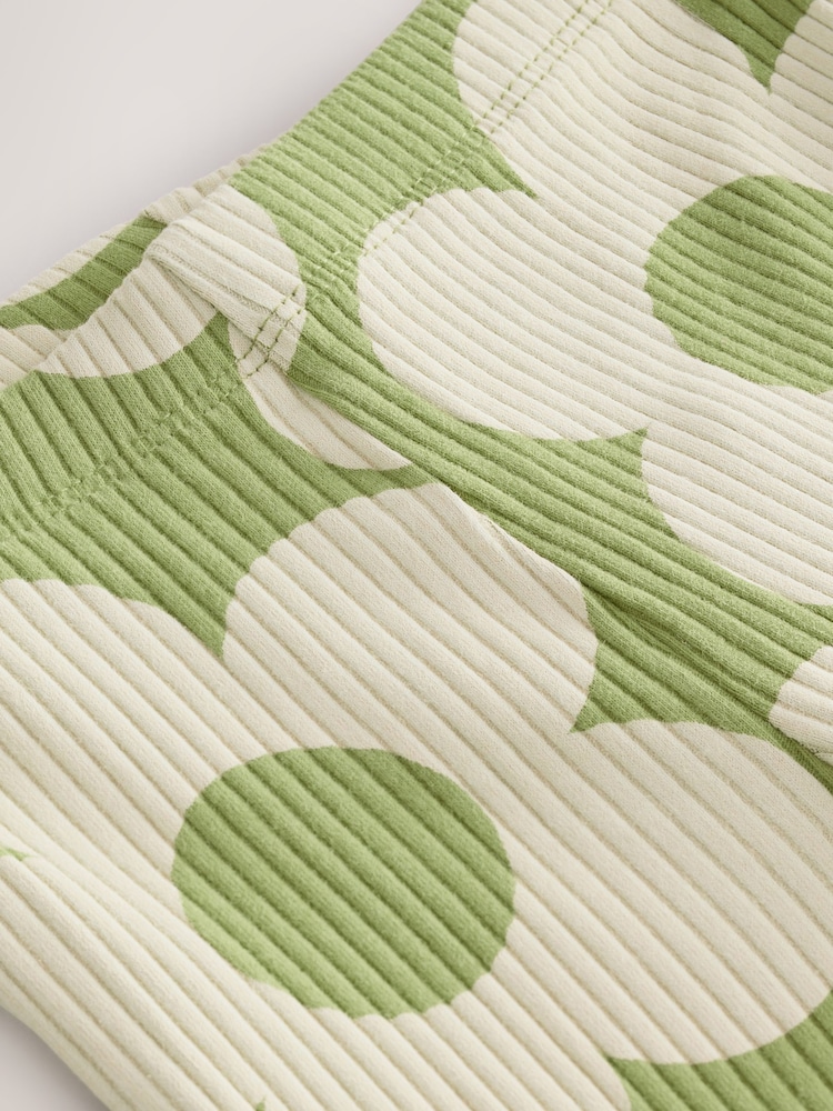 Green Flower Girls Ribbed Flare Leggings (3mths-7yrs) - Image 6 of 7