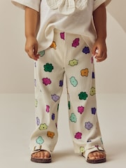 Rainbow Flower Ribbed Wide Leg Trousers Leggings (3mths-7yrs) - Image 1 of 7