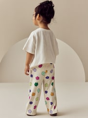 Rainbow Flower Ribbed Wide Leg Trousers Leggings (3mths-7yrs) - Image 3 of 7