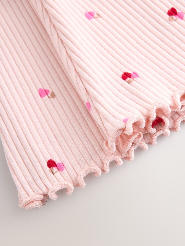 Pink Cherry Hearts Rib Flare Leggings (3mths-7yrs) - Image 2 of 9