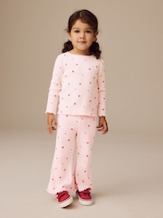 Pink Cherry Hearts Rib Flare Leggings (3mths-7yrs) - Image 3 of 9