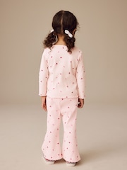 Pink Cherry Hearts Rib Flare Leggings (3mths-7yrs) - Image 4 of 9