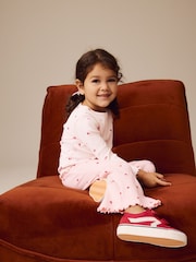 Pink Cherry Hearts Rib Flare Leggings (3mths-7yrs) - Image 5 of 9