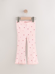 Pink Cherry Hearts Rib Flare Leggings (3mths-7yrs) - Image 6 of 9