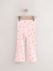 Pink Cherry Hearts Rib Flare Leggings (3mths-7yrs) - Image 7 of 9
