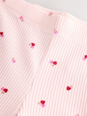 Pink Cherry Hearts Rib Flare Leggings (3mths-7yrs) - Image 8 of 9