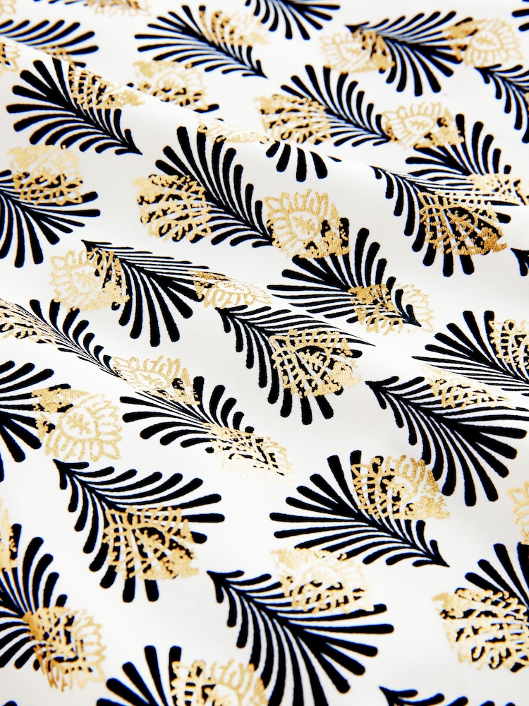 Schwarz/Ecru mit Fächer-Print - Twist figurformender Bandeau-Badeanzug im 2er-Pack - Bild 6 von 6