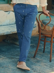 Joules Classic Fit Blue/Ecru Chino Trousers - Image 1 of 9
