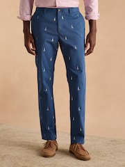 Joules Classic Fit Blue/Ecru Chino Trousers - Image 2 of 9