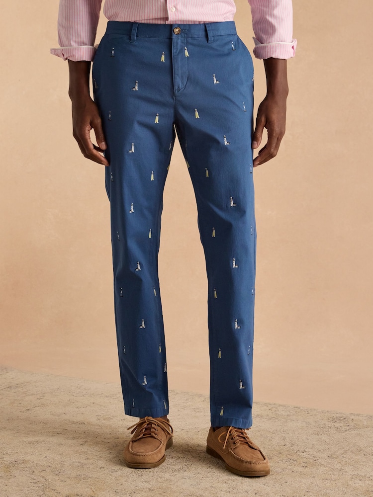 Joules Classic Fit Blue/Ecru Chino Trousers - Image 2 of 9