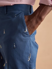 Joules Classic Fit Blue/Ecru Chino Trousers - Image 6 of 9