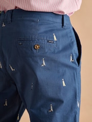 Joules Classic Fit Blue/Ecru Chino Trousers - Image 8 of 9