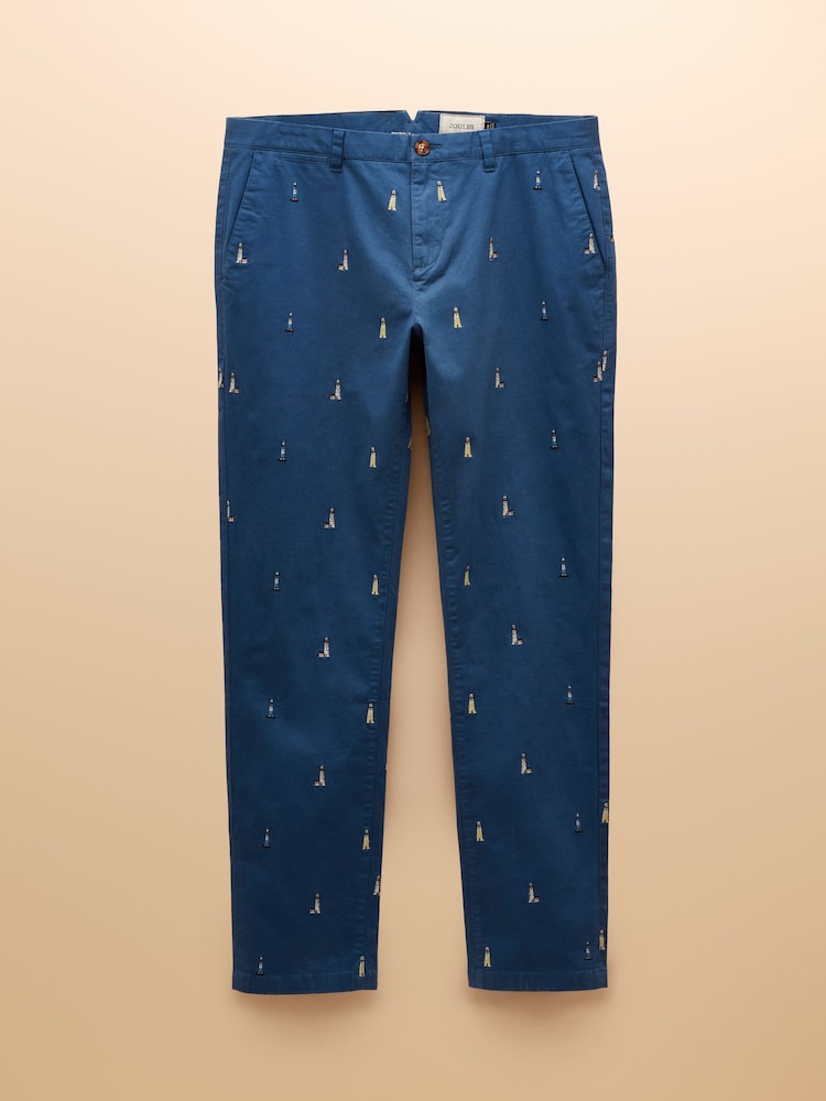 Joules Classic Fit Blue/Ecru Chino Trousers - Image 9 of 9