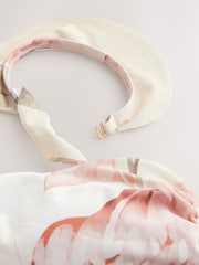 Neutral/Blush Floral Frill Strap Tummy Control Bandeau Swimsuit - Image 8 of 9