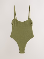self. Black/Green Crinkle High Leg Scoop Tummy Control Swimsuit 2 Pack - Image 2 of 6