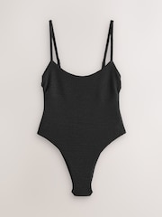 self. Black/Green Crinkle High Leg Scoop Tummy Control Swimsuit 2 Pack - Image 3 of 6