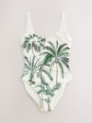 Cream/Green Palm Dd+ Wired Scoop Neck Tummy Control Swimsuit - Image 8 of 11