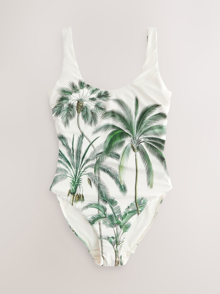 Cream/Green Palm Dd+ Wired Scoop Neck Tummy Control Swimsuit - Image 8 of 11